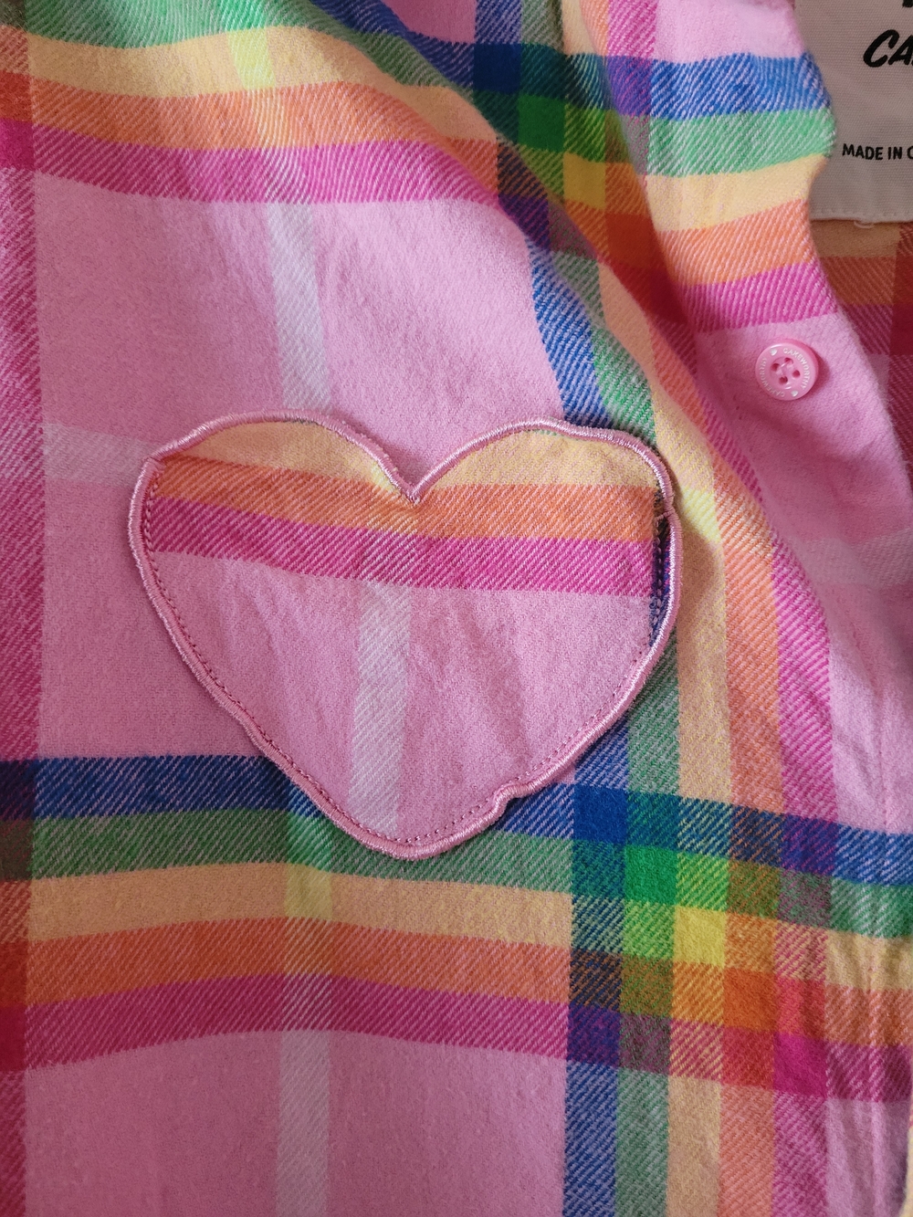 Care Bears x cakeworthy Pink Rainbow Plaid Button-Up Shirt - Picture 3 of 5